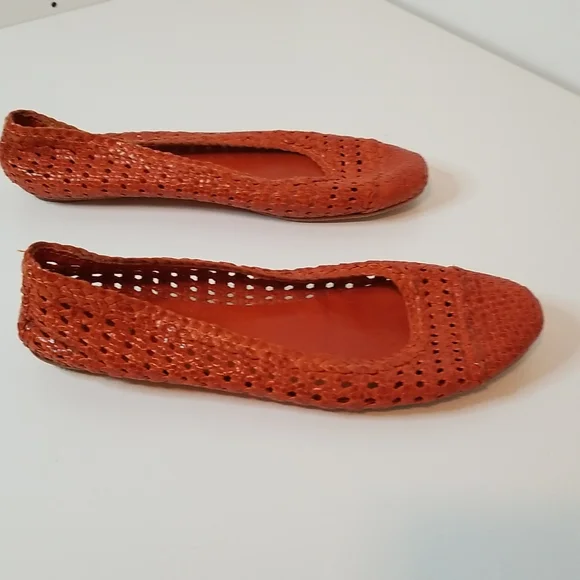 Audrey Brooke Vero Cuoiro Orange Flats - Picture 5 of 8